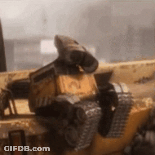 Sad Wall E Checking His Gears GIF