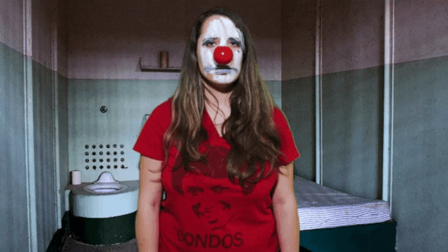 Sad Woman Clown In Jail GIF