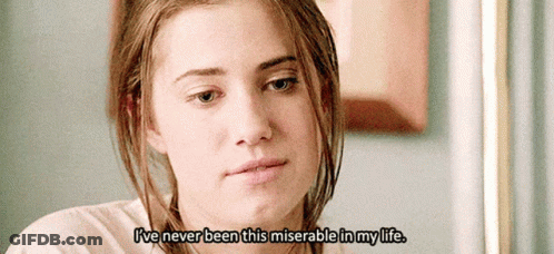 Sad Woman Saying I've Never Been This Miserable GIF