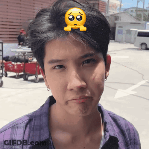 Sad Young Man In Purple Shirt GIF