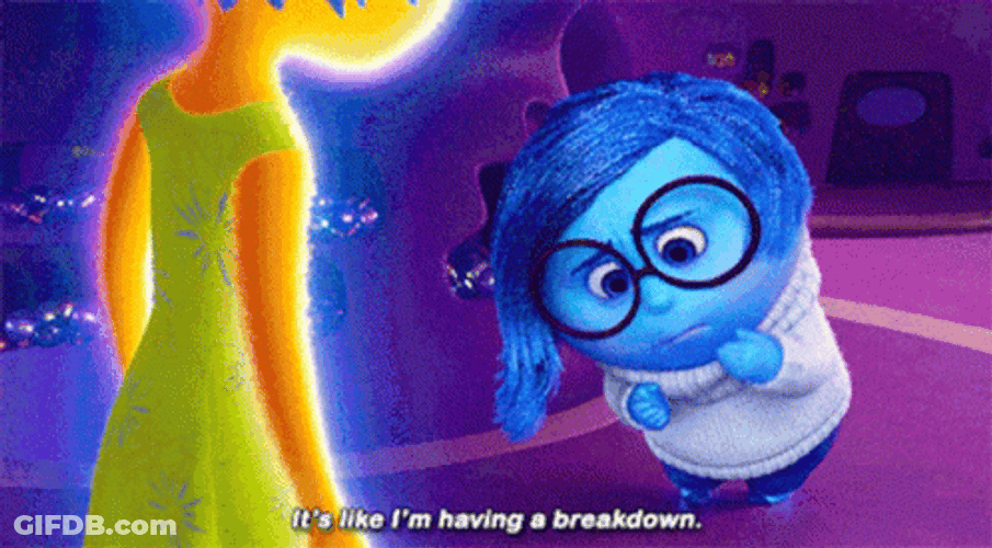 Sadness Inside Out Having A Breakdown GIF