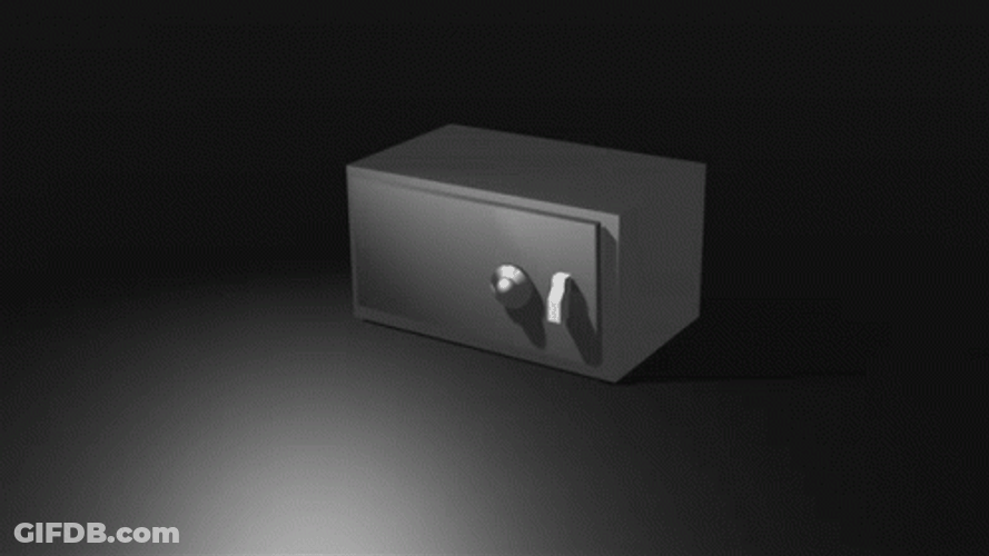 Safe Box Revealing Contents Animation GIF