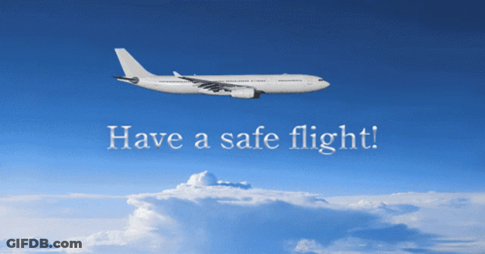 Safe Travels Plane Soaring GIF
