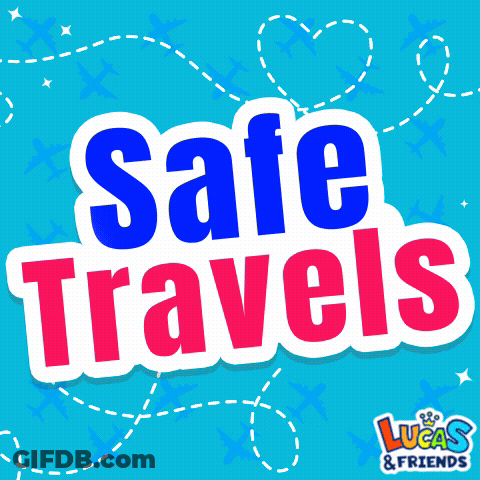 Safe Travels Text On Blue Background GIF