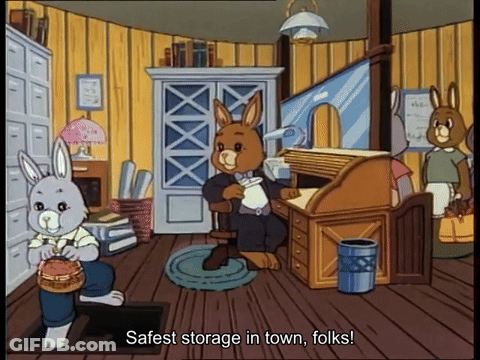 Safest Storage In Town Folks Cartoon Scene GIF