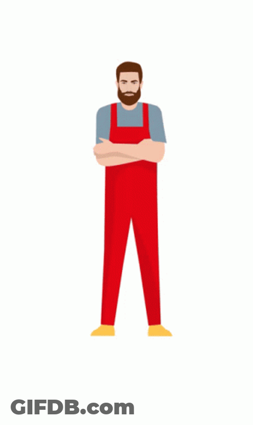 Safety First Cartoon Worker Character GIF