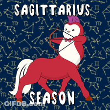 Sagittarius Season Poster With Centaur Holding Bow GIF
