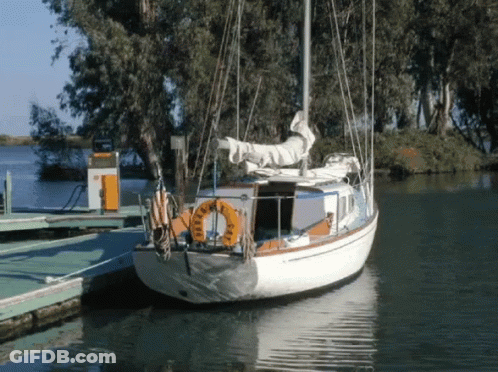 Sailboat Docked With Life Preserver GIF