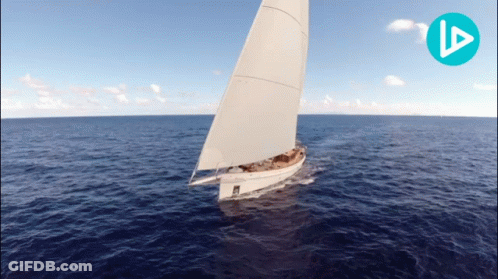 Sailboat In Ocean With Play Button GIF