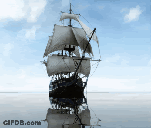 Sailboat On Ocean With Reflection GIF