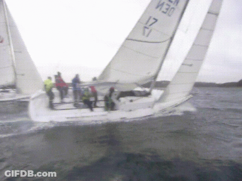 Sailboat With Clouds In Sky GIF