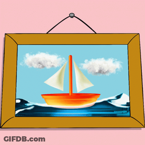 Sailboat With Clouds In The Sky GIF