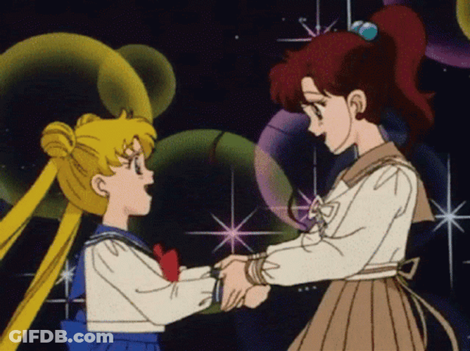 Sailor Jupiter And Venus Side Hug GIF