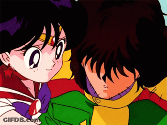 Sailor Moon And Tuxedo Mask Kiss GIF