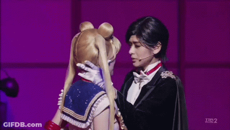 Sailor Moon And Tuxedo Mask Kiss GIF