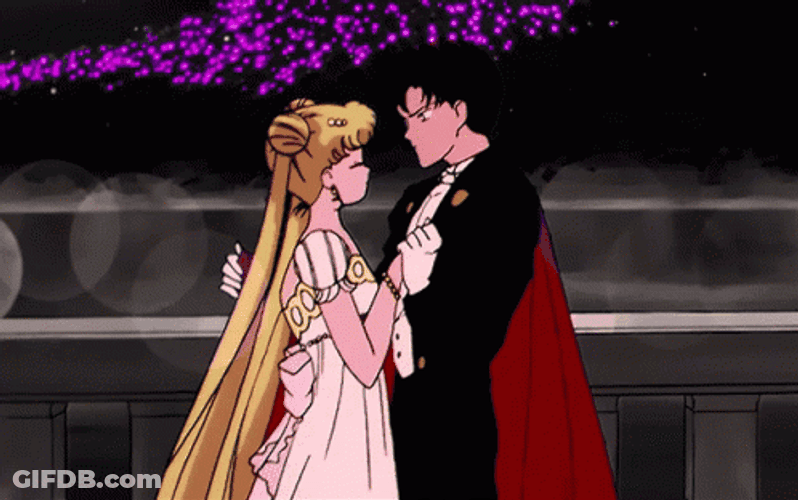 Sailor Moon And Tuxedo Mask Kiss GIF