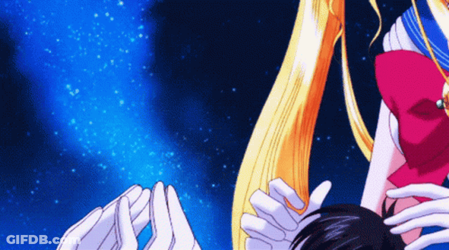 Sailor Moon And Tuxedo Mask Kiss GIF