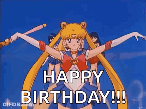Sailor Moon Characters Saying Happy Birthday GIF
