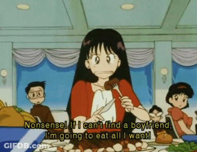 Sailor Moon Eating Can't Find Boyfriend GIF