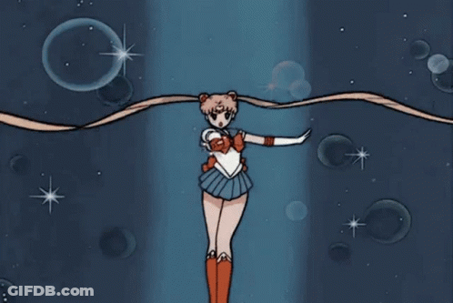 Sailor Moon Flying Holding Lightning Bolt GIF