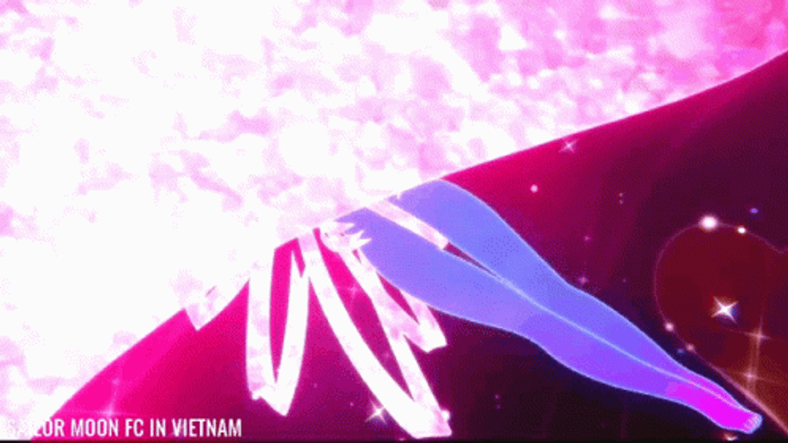 Sailor Moon Transformation To Glittery Pink Suit GIF