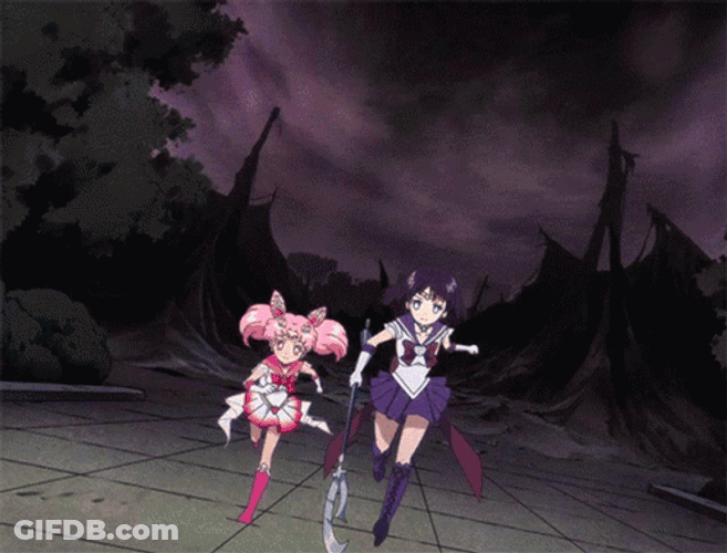 Sailor Saturn Hotaru Tomoe Chibiusa Running GIF