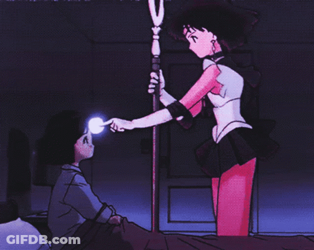 Sailor Saturn Hotaru Tomoe Forehead Power Touch GIF