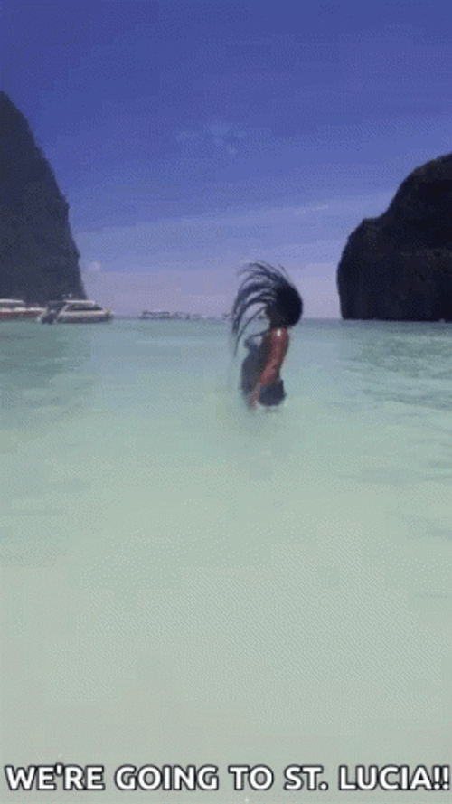 Saint Lucia Beach Hair Flip GIF