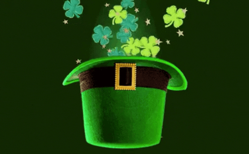 Saint Patricks Day Leprechaun Hat Shamrocks Floating GIF