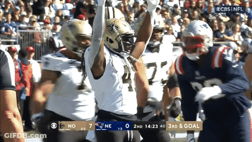 Saints Player Number 4 Celebrating Touchdown Against Patriots GIF