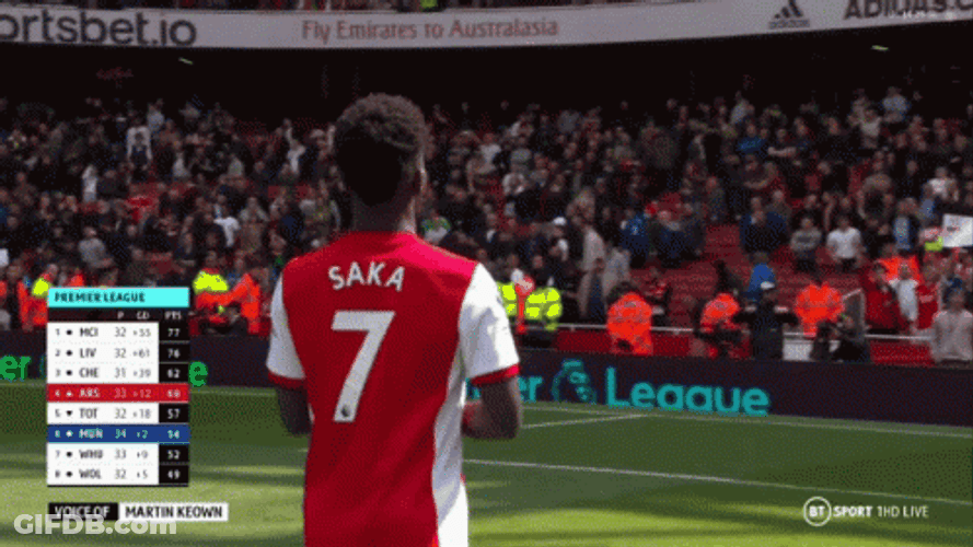 Saka Looking At The Audiences GIF