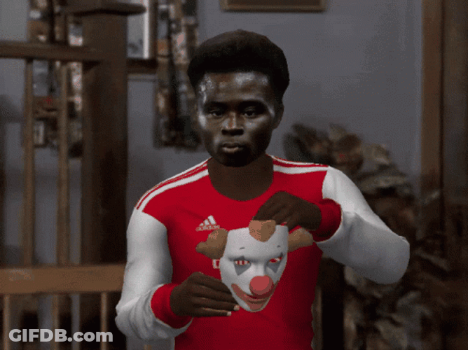 Saka Wearing Clown Mask GIF