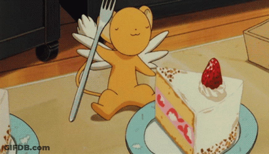 Sakura Card Captor Cerberus Eating Cake GIF