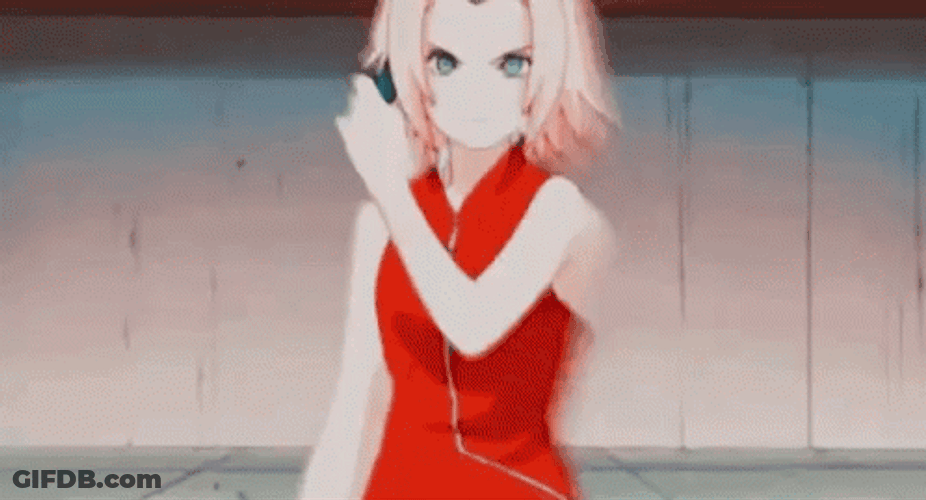Sakura Haruno Removes Head Band GIF