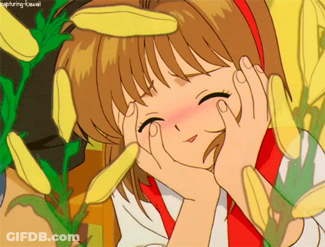 Sakura Kinomoto Anime Blooming Flowers GIF