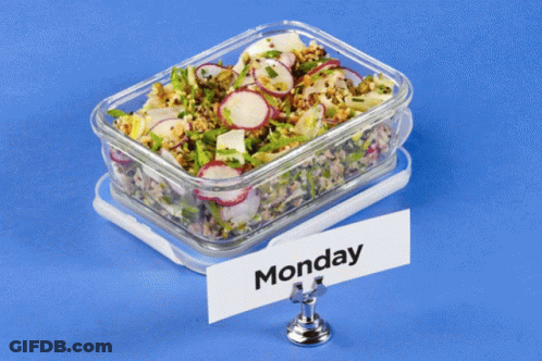 Salad In Container With Monday Sign GIF