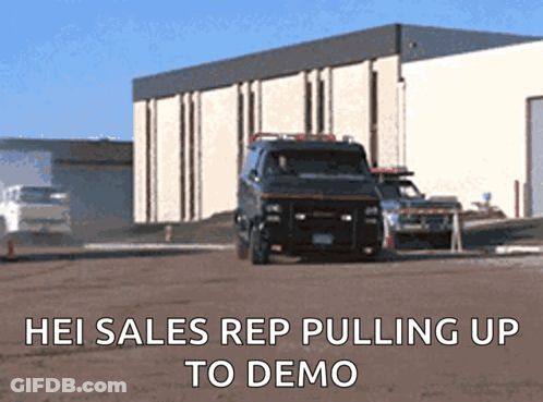 Sales Rep Pulling Up To Demo Sign GIF
