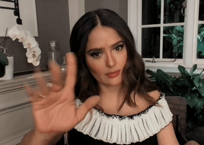 Salma Hayek No Hand Sign GIF