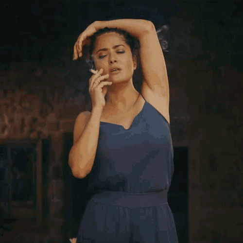 Salma Hayek Smoking Out GIF