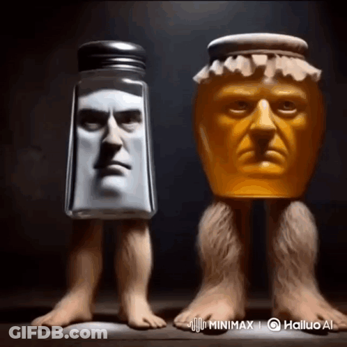 Salt And Pepper Shaker And Jar With Faces GIF