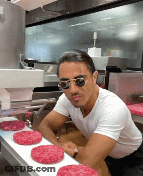 Salt Bae Burger Meat Factory GIF