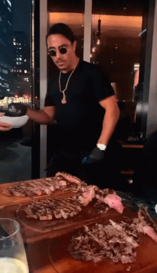 Salt Bae Majestic Salting GIF