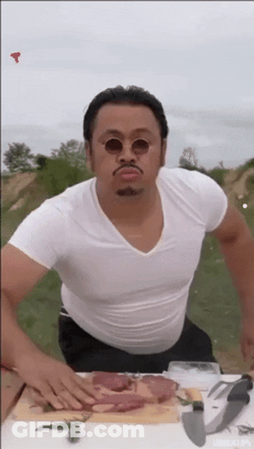 Salt Bae Parody Cooking Steak GIF