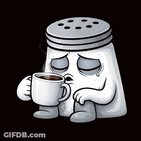 Salt Shaker Crying Holding Coffee GIF