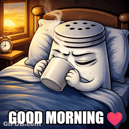 Salt Shaker Drinking Coffee Good Morning GIF
