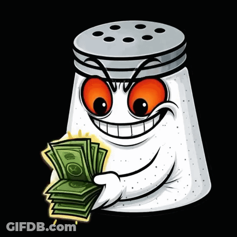 Salt Shaker Holding Stack Of Money GIF