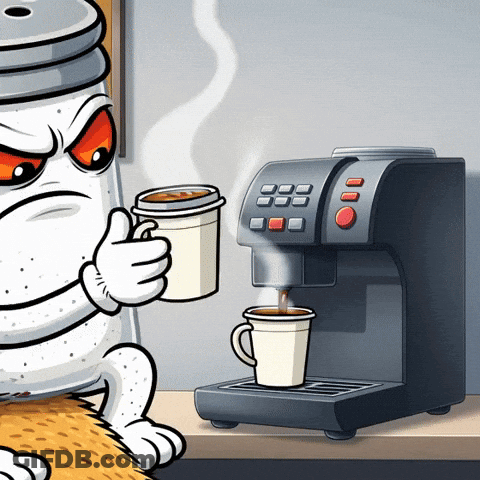 Salt Shaker Holding Two Cups Of Coffee GIF
