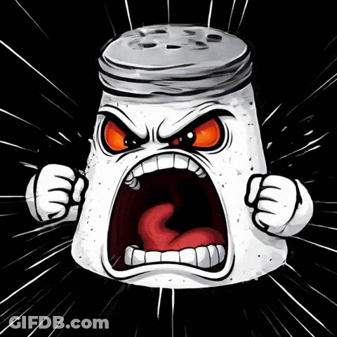 Salt Shaker With Angry Face And Red Tongue GIF