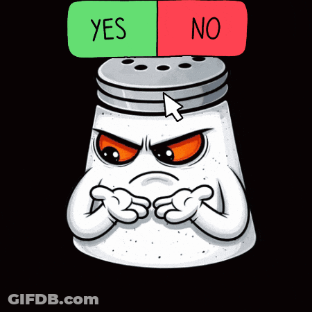 Salt Shaker With Angry Face And Yes No Button GIF
