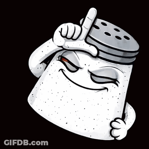 Salt Shaker With Red Eyes Pointing Up GIF